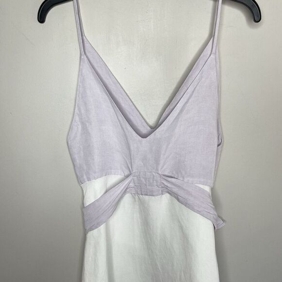 MATTHEW BRUCH Midi Dress Women 3 US 6 Colorblock Linen Blend Sleeveless USA - Picture 8 of 12